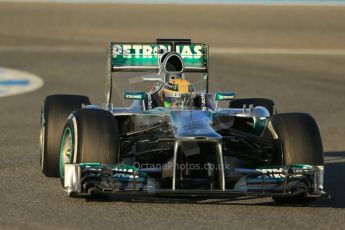 World © Octane Photographic Ltd. Formula 1 Winter testing, Jerez, 8th February 2013. Mercedes AMG Petronas F1 W04, Lewis Hamilton. Digital Ref: 0574lw1d9738