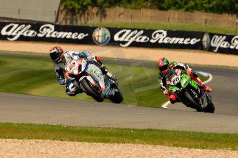 World © Octane Photographic Ltd. World Superbikes (SBK) European GP – Donington Park – Qualifying Practice. Fixi Crescent Suzuki - Suzuki GSX-R-R1000 – Leon Camier and Kawasaki Racing Team – Kawasaki ZX-10R – Tom Sykes. Saturday 25th May 2013. Digital Ref :