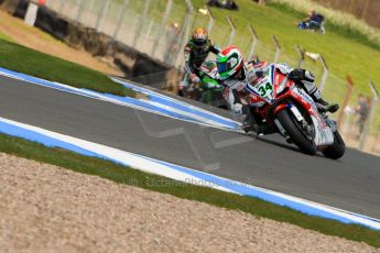 World © Octane Photographic Ltd. World Superbikes (SBK) European GP – Donington Park – Qualifying Practice. Althea Racing – Aprilia RSV4 Factory – Davide Giugliano and Kawasaki Racing Team – Kawasaki ZX-10R – Loris Baz. . Saturday 25th May 2013. Digital Ref :