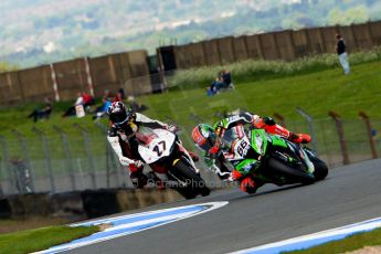 World © Octane Photographic Ltd. World Superbikes (SBK) European GP – Donington Park – Qualifying Practice. Kawasaki Racing Team – Kawasaki ZX-10R – Tom Sykes and MR-Racing – Ducati 1199 Panigale R – Max Neukirchner. Saturday 25th May 2013. Digital Ref :