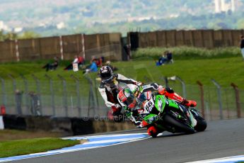 World © Octane Photographic Ltd. World Superbikes (SBK) European GP – Donington Park – Qualifying Practice. Kawasaki Racing Team – Kawasaki ZX-10R – Tom Sykes and MR-Racing – Ducati 1199 Panigale R – Max Neukirchner. Saturday 25th May 2013. Digital Ref :