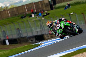 World © Octane Photographic Ltd. World Superbikes (SBK) European GP – Donington Park – Qualifying Practice. Kawasaki Racing Team – Kawasaki ZX-10R – Loris Baz. Saturday 25th May 2013. Digital Ref :