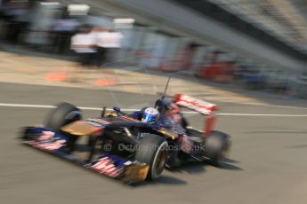World © Octane Photographic Ltd. Formula 1 - Young Driver Test - Silverstone. Thursday 18th July 2013. Day 2. Scuderia Toro Rosso STR8 - Daniel Ricciardo. Digital Ref : 0753lw1d9117