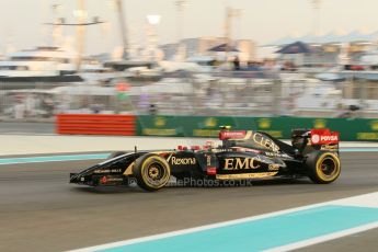 World © Octane Photographic Ltd. Friday 21st November 2014. Abu Dhabi Grand Prix - Yas Marina Circuit - Formula 1 Practice 2. Lotus F1 Team E22 – Pastor Maldonado. Digital Ref: 1161CB1D6801