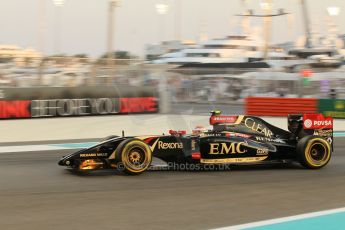 World © Octane Photographic Ltd. Friday 21st November 2014. Abu Dhabi Grand Prix - Yas Marina Circuit - Formula 1 Practice 2. Lotus F1 Team E22 – Pastor Maldonado. Digital Ref: 1161CB1D6802