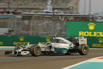 World © Octane Photographic Ltd. Friday 21st November 2014. Abu Dhabi Grand Prix - Yas Marina Circuit - Formula 1 Practice 2. Mercedes AMG Petronas F1 W05 - Nico Rosberg. Digital Ref: 1161CB1D7166