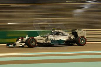 World © Octane Photographic Ltd. Friday 21st November 2014. Abu Dhabi Grand Prix - Yas Marina Circuit - Formula 1 Practice 2. Mercedes AMG Petronas F1 W05 - Nico Rosberg. Digital Ref: 1161CB1D7285