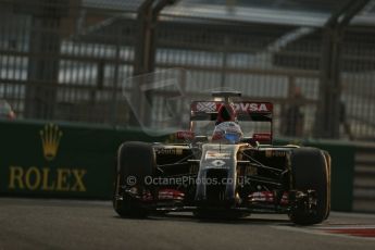 World © Octane Photographic Ltd. Friday 21st November 2014. Abu Dhabi Grand Prix - Yas Marina Circuit - Formula 1 Practice 2. Lotus F1 Team E22  – Romain Grosjean. Digital Ref: 1161LB1D4726