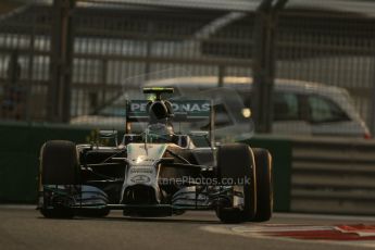 World © Octane Photographic Ltd. Friday 21st November 2014. Abu Dhabi Grand Prix - Yas Marina Circuit - Formula 1 Practice 2. Mercedes AMG Petronas F1 W05 - Nico Rosberg. Digital Ref: 1161LB1D4761