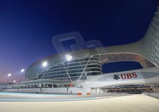World © Octane Photographic Ltd. Friday 21st November 2014. Abu Dhabi Grand Prix - Yas Marina Circuit - Formula 1 Practice 2. Yas Marina circuit at dusk. Digital Ref: 1161LB1D5278