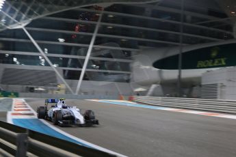 World © Octane Photographic Ltd. Friday 21st November 2014. Abu Dhabi Grand Prix - Yas Marina Circuit - Formula 1 Practice 2. Williams Martini Racing FW36 – Valtteri Bottas. Digital Ref: 1161LB1D5376