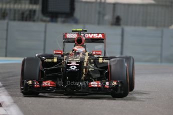 World © Octane Photographic Ltd. Friday 21st November 2014. Abu Dhabi Grand Prix - Yas Marina Circuit - Formula 1 Practice 2. Lotus F1 Team E22 – Pastor Maldonado. Digital Ref: 1161LB1D5448