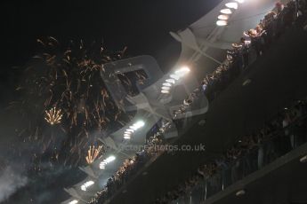 World © Octane Photographic Ltd. Sunday 23rd November 2014. Abu Dhabi Grand Prix - Yas Marina Circuit - Formula 1 Podium. Post Race fireworks. Digital Ref: 1173CB1D0127