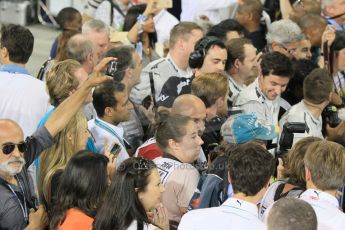 World © Octane Photographic Ltd. Sunday 23rd November 2014. Abu Dhabi Grand Prix - Yas Marina Circuit - Formula 1 Podium. Parc Ferme Media scrum. Digital Ref: 1173CB1D0146