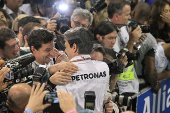 World © Octane Photographic Ltd. Sunday 23rd November 2014. Abu Dhabi Grand Prix - Yas Marina Circuit - Formula 1 Podium. Mercedes AMG Petronas – Toto Wolff. Digital Ref: 1173CB1D0177