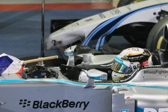 World © Octane Photographic Ltd. Sunday 23rd November 2014. Abu Dhabi Grand Prix - Yas Marina Circuit - Formula 1 Podium. Mercedes AMG Petronas – Lewis Hamilton - Race winner and 2014 World Champion. Digital Ref: 1173CB1D0394
