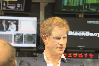 World © Octane Photographic Ltd. Sunday 23rd November 2014. Abu Dhabi Grand Prix - Yas Marina Circuit - Formula 1 Paddock. Prince Harry (Henry of Wales) on the Mercedes pit wall. Digital Ref: 1173CB1D1395