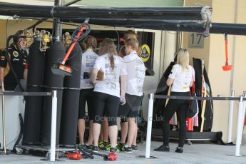 World © Octane Photographic Ltd. Saturday 22nd November 2014. Abu Dhabi Grand Prix - Yas Marina Circuit - Formula 1 Practice 3. F1 in Schools look into McLaren Mercedes garage. Digital Ref: 1165CB1D7634