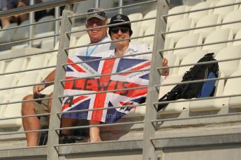 World © Octane Photographic Ltd. Saturday 22nd November 2014. Abu Dhabi Grand Prix - Yas Marina Circuit - Formula 1 Practice 3. Mercedes AMG Petronas F1 W05 – Lewis Hamilton fans, Claire and Terry. Digital Ref: 1165CB1D7844