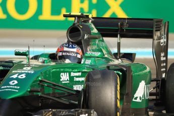 World © Octane Photographic Ltd. Saturday 22nd November 2014. Abu Dhabi Grand Prix - Yas Marina Circuit - Formula 1 Practice 3. Caterham F1 Team CT05 – Kamui Kobayashi. Digital Ref: 1165CB7D8306