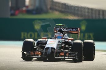 World © Octane Photographic Ltd. Saturday 22nd November 2014. Abu Dhabi Grand Prix - Yas Marina Circuit - Formula 1 Practice 3. Sahara Force India VJM07 – Sergio Perez. Digital Ref: 1165CB7D8393