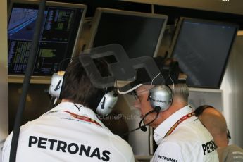 World © Octane Photographic Ltd. Saturday 22nd November 2014. Abu Dhabi Grand Prix - Yas Marina Circuit - Formula 1 Practice 3. Mercedes AMG Petronas F1- Toto Wolff and Dieter Zetsche.  Digital Ref: