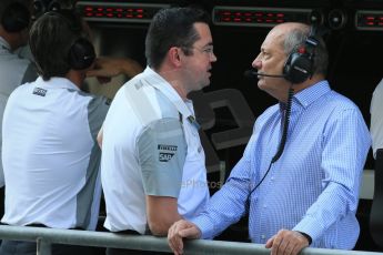 World © Octane Photographic Ltd. Saturday 22nd November 2014. Abu Dhabi Grand Prix - Formula 1 Practice 3. McLaren Mercedes - Ron Dennis and Eric Boullier. Digital Ref: