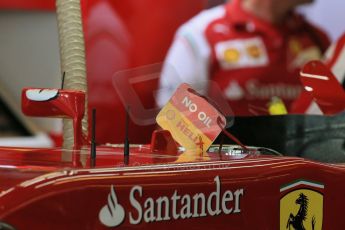 World © Octane Photographic Ltd. Saturday 22nd November 2014. Abu Dhabi Grand Prix - Formula 1 Practice 3. Scuderia Ferrari F14T detail. Digital Ref: 1165LB1D0471