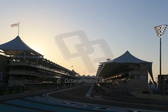 World © Octane Photographic Ltd. Saturday 22nd November 2014. Abu Dhabi Grand Prix - Yas Marina Circuit - Formula 1 Qualifying. 1st corner at Sunset Digital Ref: 1166LB1D6025