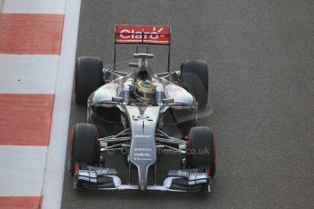 World © Octane Photographic Ltd. Sunday 23rd November 2014. Abu Dhabi Grand Prix - Yas Marina Circuit - Formula 1 Race. Sauber C33 – Adrian Sutil on his out lap from the pits. Digital Ref: