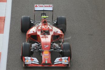 World © Octane Photographic Ltd. Sunday 23rd November 2014. Abu Dhabi Grand Prix - Yas Marina Circuit - Formula 1 Race. Scuderia Ferrari F14T – Kimi Raikkonen on his out lap from the pits. Digital Ref: