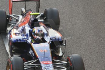 World © Octane Photographic Ltd. Sunday 23rd November 2014. Abu Dhabi Grand Prix - Yas Marina Circuit - Formula 1 Race. Scuderia Toro Rosso STR 9 – Daniil Kvyat on his out lap from the pits. Digital Ref: