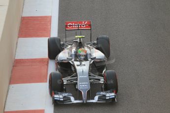 World © Octane Photographic Ltd. Sunday 23rd November 2014. Abu Dhabi Grand Prix - Yas Marina Circuit - Formula 1 Race. Sauber C33 – Esteban Gutierrez on his out lap from the pits. Digital Ref :