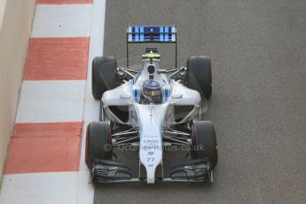 World © Octane Photographic Ltd. Sunday 23rd November 2014. Abu Dhabi Grand Prix - Yas Marina Circuit - Formula 1 Race. Williams Racing FW36 – Valtteri Bottas on his out lap from the pits. Digital Ref: