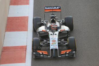 World © Octane Photographic Ltd. Sunday 23rd November 2014. Abu Dhabi Grand Prix - Yas Marina Circuit - Formula 1 Race. Sahara Force India VJM07 – Nico Hulkenburg on his out lap from the pits. Digital Ref :