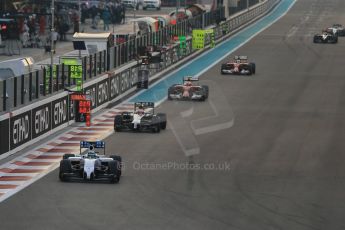World © Octane Photographic Ltd. Sunday 23rd November 2014. Abu Dhabi Grand Prix - Yas Marina Circuit - Formula 1 Race. Williams Racing FW36 – Felipe Massa, McLaren Mercedes MP4/29 - Jenson Button, Scuderia Ferrari F14T – Kimi Raikkonen and Fernando Alonso. Digital Ref: