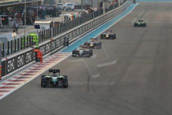 World © Octane Photographic Ltd. Sunday 23rd November 2014. Abu Dhabi Grand Prix - Yas Marina Circuit - Formula 1 Race. Caterham F1 Team CT05 – Kamui Kobayashi, Sauber C33 – Adrian Sutil and Infiniti Red Bull Racing RB10 – Daniel Ricciardo. Digital Ref: