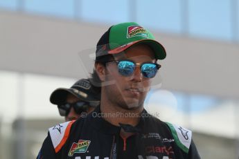 World © Octane Photographic Ltd. Sunday 23rd November 2014. Abu Dhabi Grand Prix - Yas Marina Circuit - Formula 1 Drivers Parade. Sahara Force India - Sergio Perez. Digital Ref:
