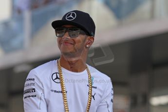World © Octane Photographic Ltd. Sunday 23rd November 2014. Abu Dhabi Grand Prix - Yas Marina Circuit - Formula 1 Drivers Parade. Mercedes AMG Petronas - Lewis Hamilton. Digital Ref: