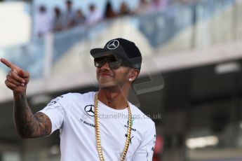 World © Octane Photographic Ltd. Sunday 23rd November 2014. Abu Dhabi Grand Prix - Yas Marina Circuit - Formula 1 Drivers Parade. Mercedes AMG Petronas - Lewis Hamilton. Digital Ref: