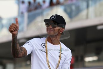 World © Octane Photographic Ltd. Sunday 23rd November 2014. Abu Dhabi Grand Prix - Yas Marina Circuit - Formula 1 Drivers Parade. Mercedes AMG Petronas - Lewis Hamilton. Digital Ref: