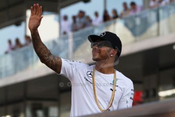 World © Octane Photographic Ltd. Sunday 23rd November 2014. Abu Dhabi Grand Prix - Yas Marina Circuit - Formula 1 Drivers Parade. Mercedes AMG Petronas - Lewis Hamilton. Digital Ref: