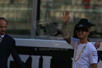 World © Octane Photographic Ltd. Sunday 23rd November 2014. Abu Dhabi Grand Prix - Yas Marina Circuit - Pirelli Fastest Lap award, Lewis Hamilton. Digital Ref: