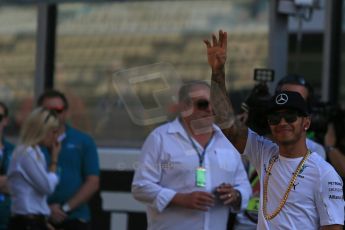 World © Octane Photographic Ltd. Sunday 23rd November 2014. Abu Dhabi Grand Prix - Yas Marina Circuit - Pirelli Fastest Lap award, Lewis Hamilton. Digital Ref: