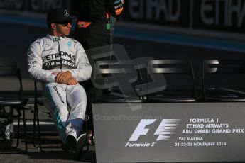 World © Octane Photographic Ltd. Sunday 23rd November 2014. Abu Dhabi Grand Prix - Yas Marina Circuit - End of season Formula 1 Drivers line up, Lewis Hamilton. Digital Ref: