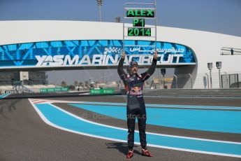 World © Octane Photographic Ltd. Sunday 23rd November 2014. Abu Dhabi Grand Prix - GP2 and GP3 champions photo shoot. Alex Lynn - Carlin - GP3 Champion. Digital Ref: 1168CB1D6352