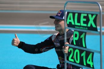 World © Octane Photographic Ltd. Sunday 23rd November 2014. Abu Dhabi Grand Prix - GP2 and GP3 champions photo shoot. Alex Lynn - Carlin - GP3 Champion. Digital Ref: 1168CB1D6396