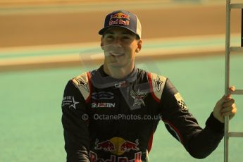 World © Octane Photographic Ltd. Sunday 23rd November 2014. Abu Dhabi Grand Prix - GP2 and GP3 champions photo shoot. Alex Lynn - Carlin - GP3 Champion. Digital Ref: 1168CB1D6402