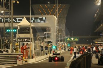 World © Octane Photographic Ltd. 2014 Formula 1 Abu Dhabi Grand Prix, GP2 Qualifying, Friday 21st November 2014. Pitlane at night. Digital Ref : 1162CB1D7594