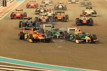 World © Octane Photographic Ltd. Saturday 22nd November 2014. GP2 Race 1 – Abu Dhabi GP - Yas Marina Circuit, United Arab Emirates. Stefano Coletti - Racing Engineering then World © Octane Photographic Ltd. Saturday 22nd November 2014. GP2 Race 1 – Abu Dhabi GP - Yas Marina Circuit, United Arab Emirates. Pierre Gasly - EQ8 Caterham Racing and Rio Haryanto. Digital Ref :1167CB1D8905